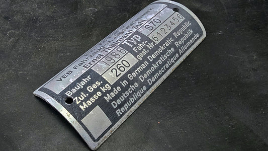 IFA Typenschild Simson S70 260kg - Kundenwunsch Nachfertigung