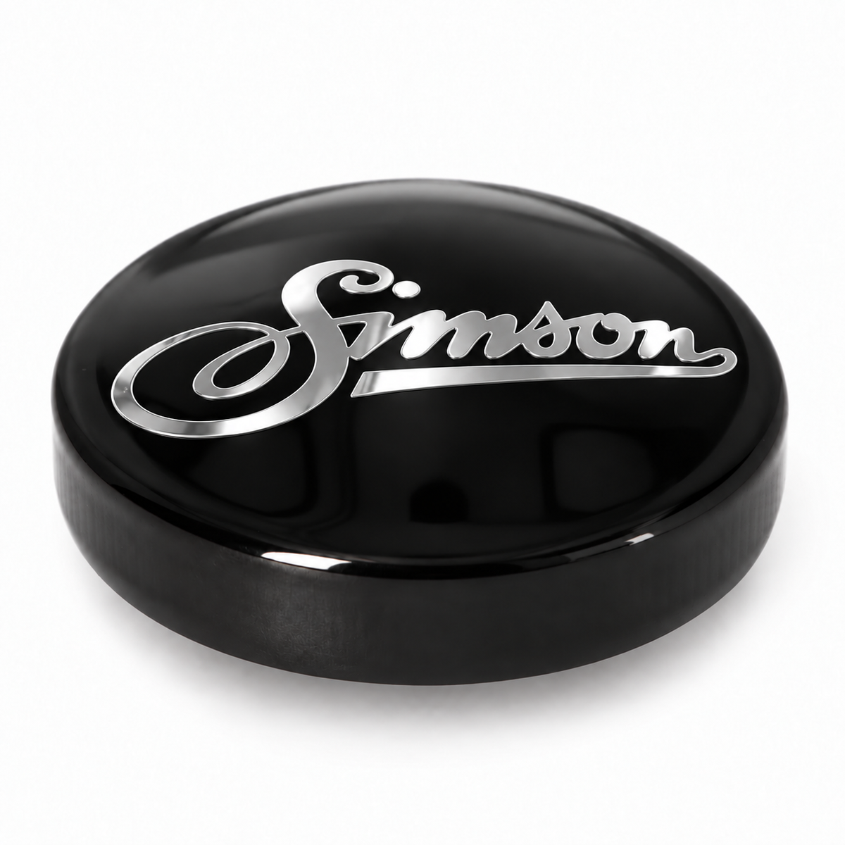 Tankdeckel Simson Schriftzug - Schwarz/Chrom Hochglanz