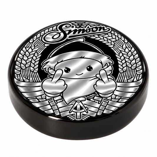 Tankdeckel Simson Sandmann DDR Kranz - Schwarz/Chrom Hochglanz