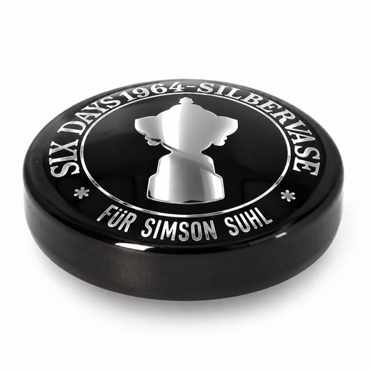 Tankdeckel Simson Six Days Silbervase - Schwarz/Chrom Hochglanz