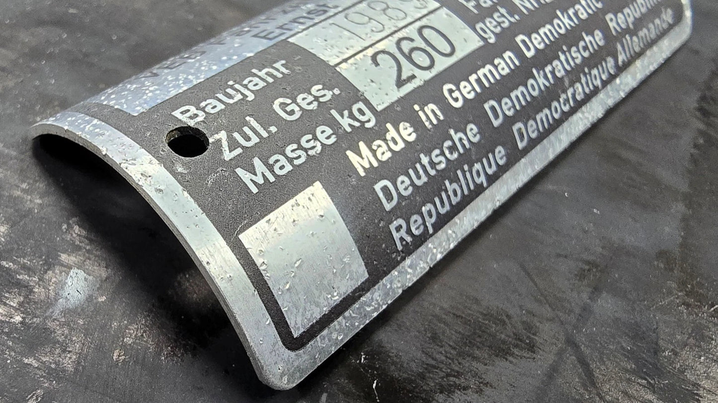 IFA Typenschild Simson S51 260kg - Kundenwunsch Nachfertigung